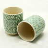 Set of 6 Tea Cups with a Green Mosaic Design