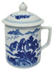 Chinese Porcelain Mug with Lid - Blue and White - Landscape Pattern