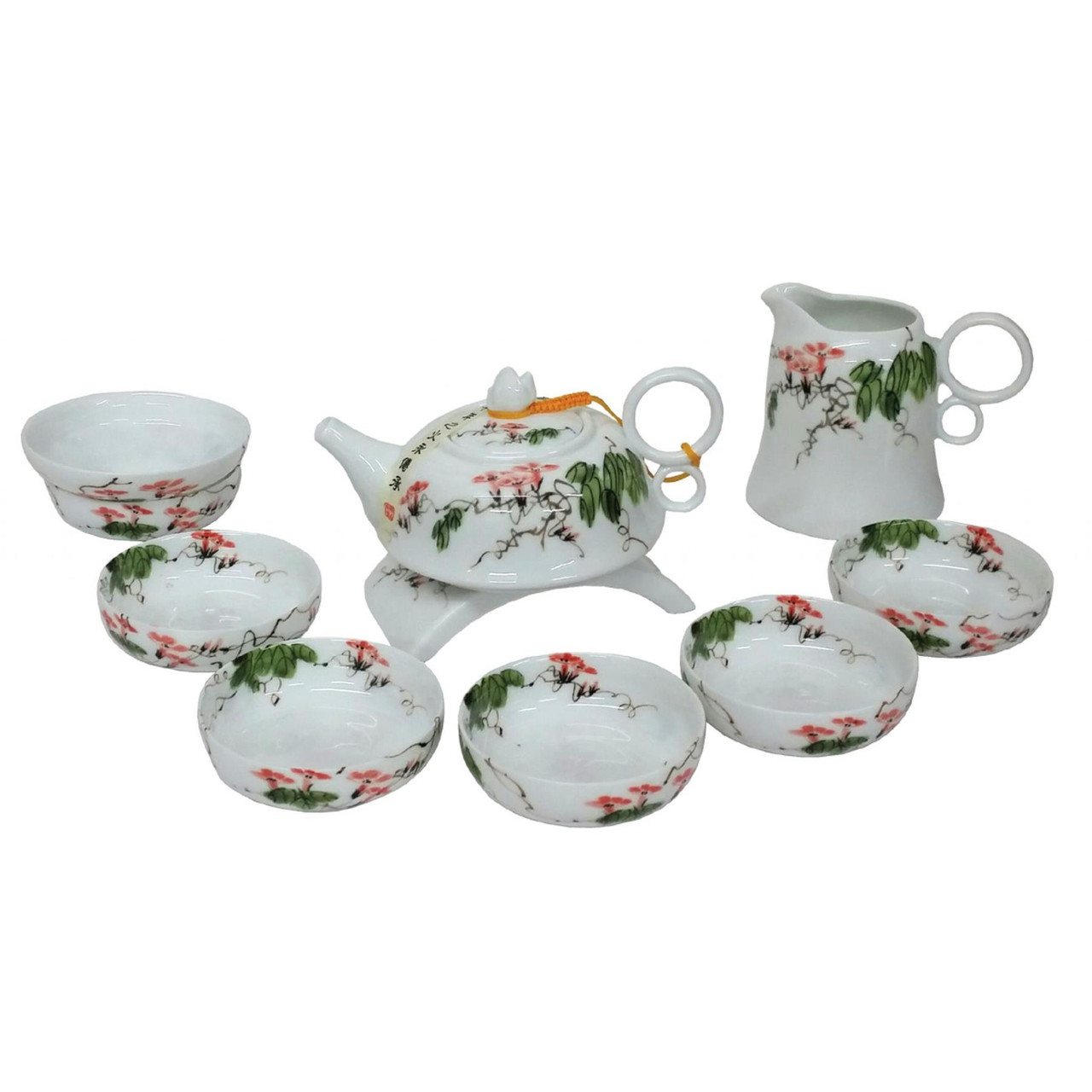 Chinese Hand Painted Bone China Luxury Tea Set - Morning Glory - Gift Boxed