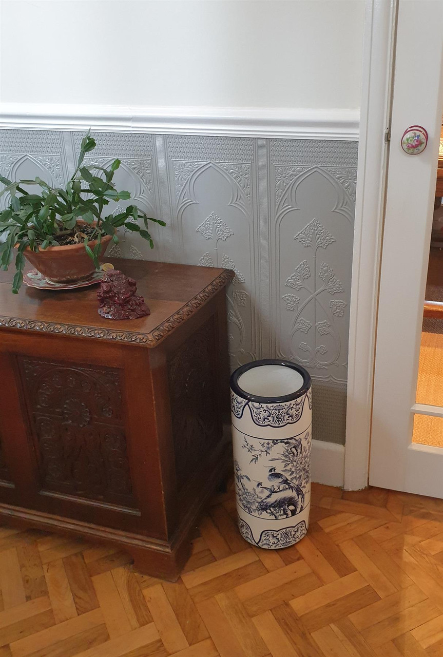 Umbrella Stand / Stick Holder - Chinese Ceramic - Pheasant and Peonies Pattern