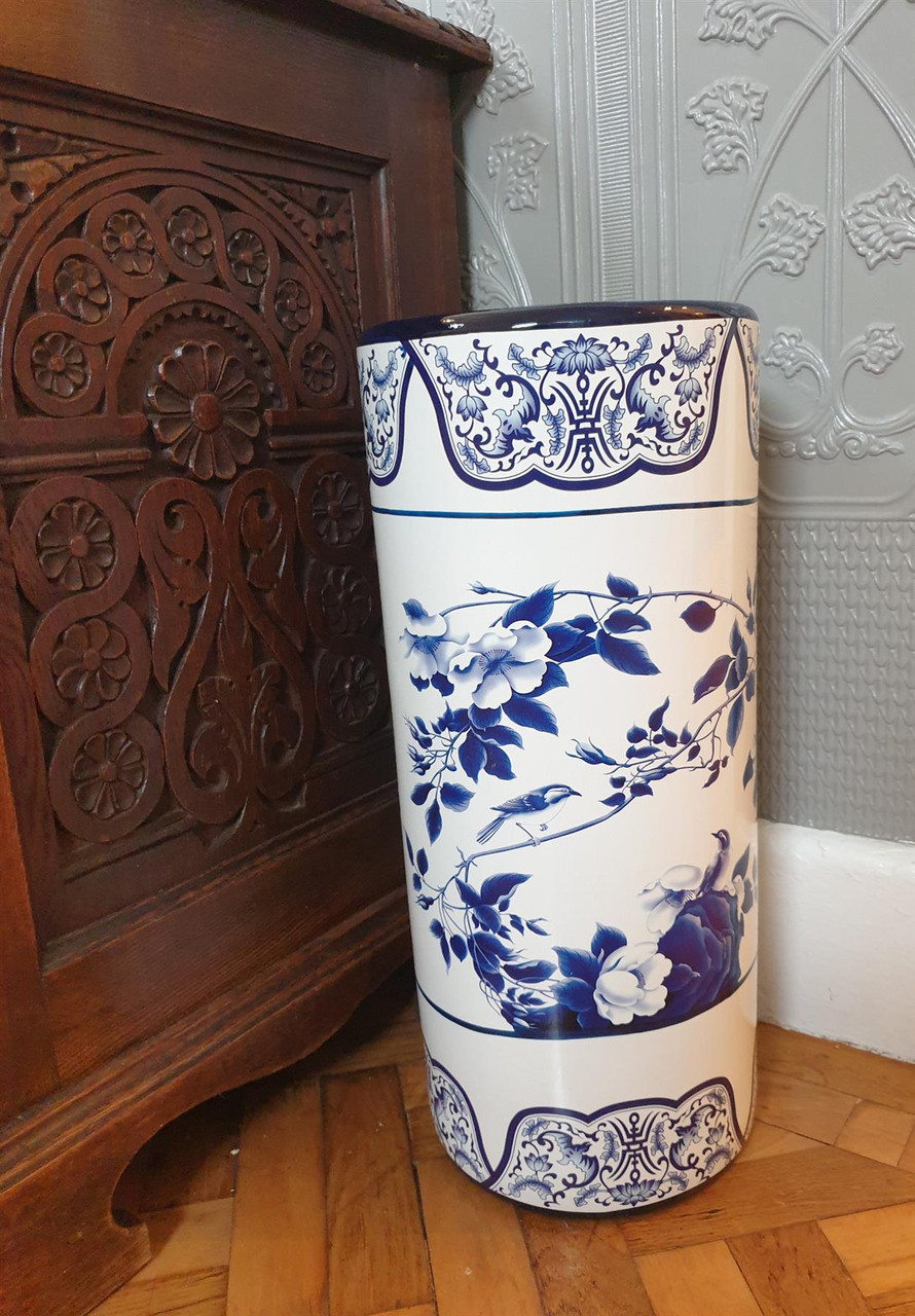 Umbrella Stand / Stick Holder - Chinese Ceramic - Rambling Rose Pattern