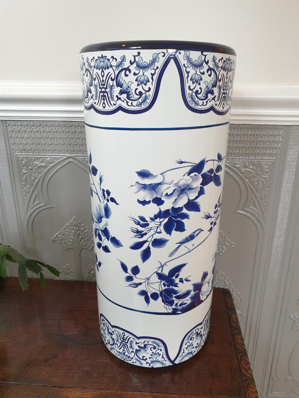 Umbrella Stand / Stick Holder - Chinese Ceramic - Rambling Rose Pattern
