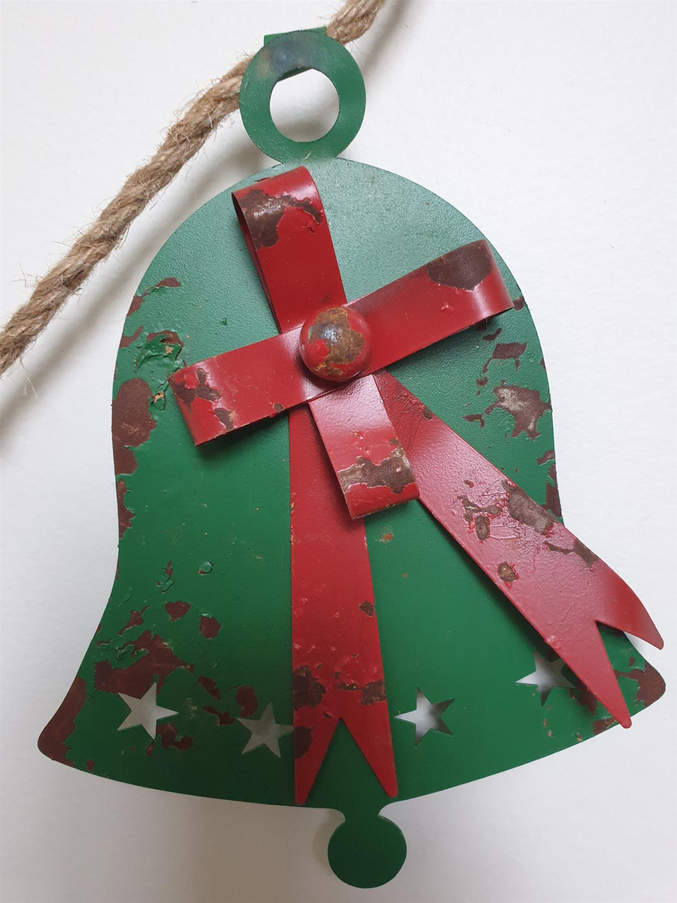 Colourful Metal Christmas Bell Garland - Distressed Finish - 18cm x 150cm