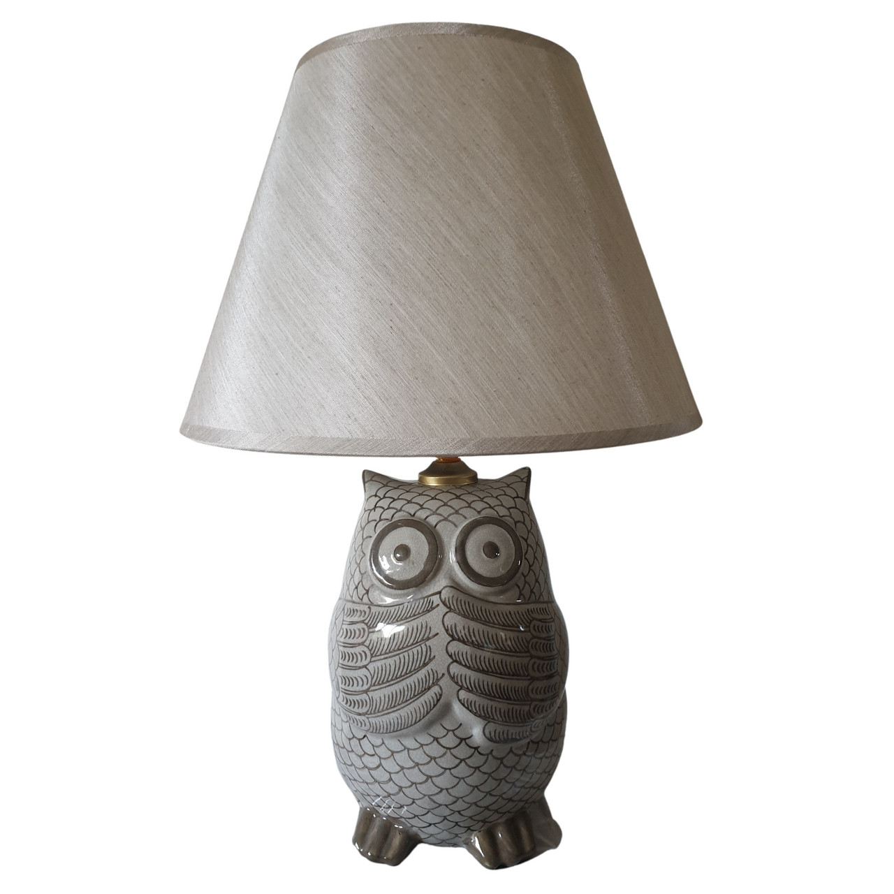 Chinese Owl Shaped Table Lamp with Golden Shade - 45cm