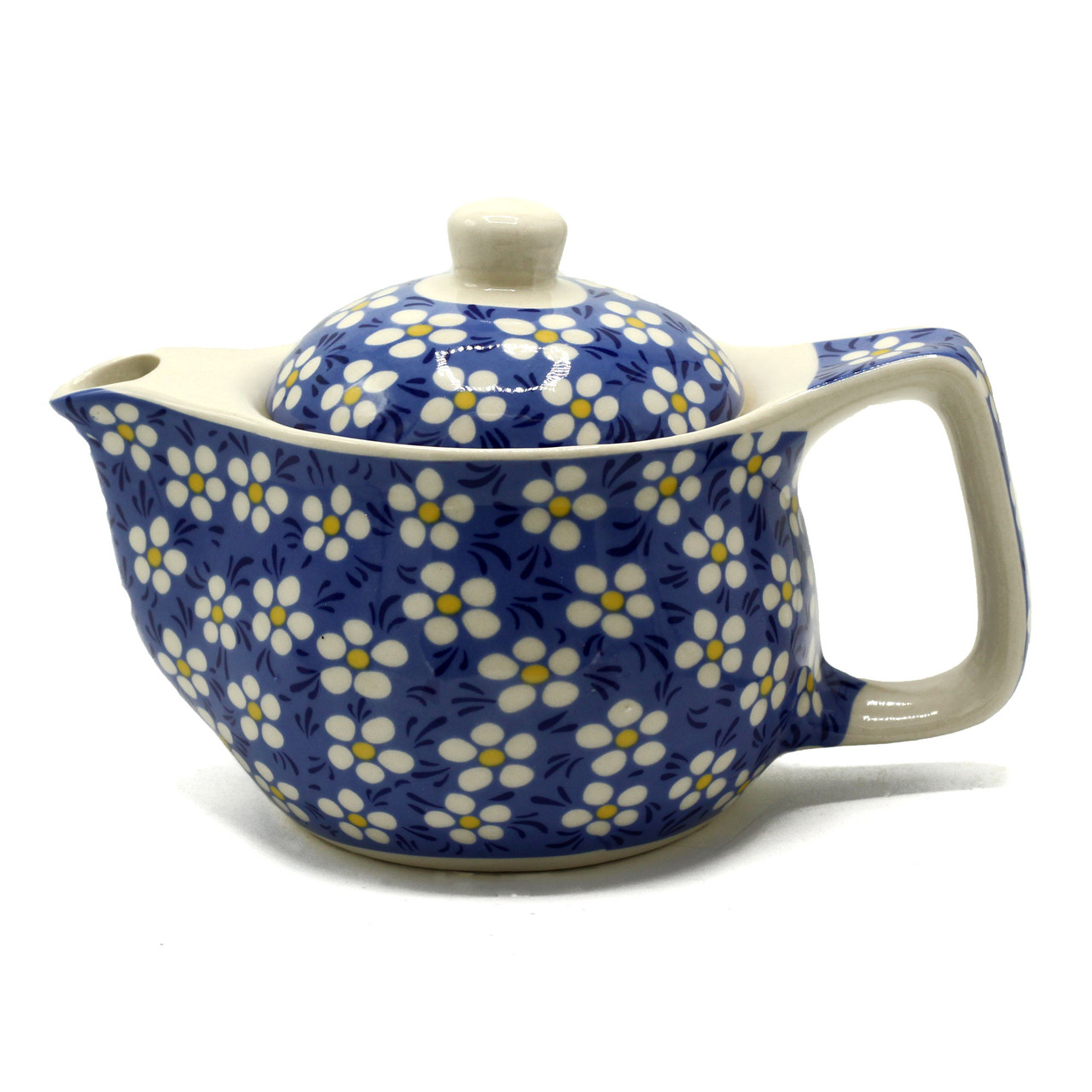 Small Teapot with a Blue Daisy Design