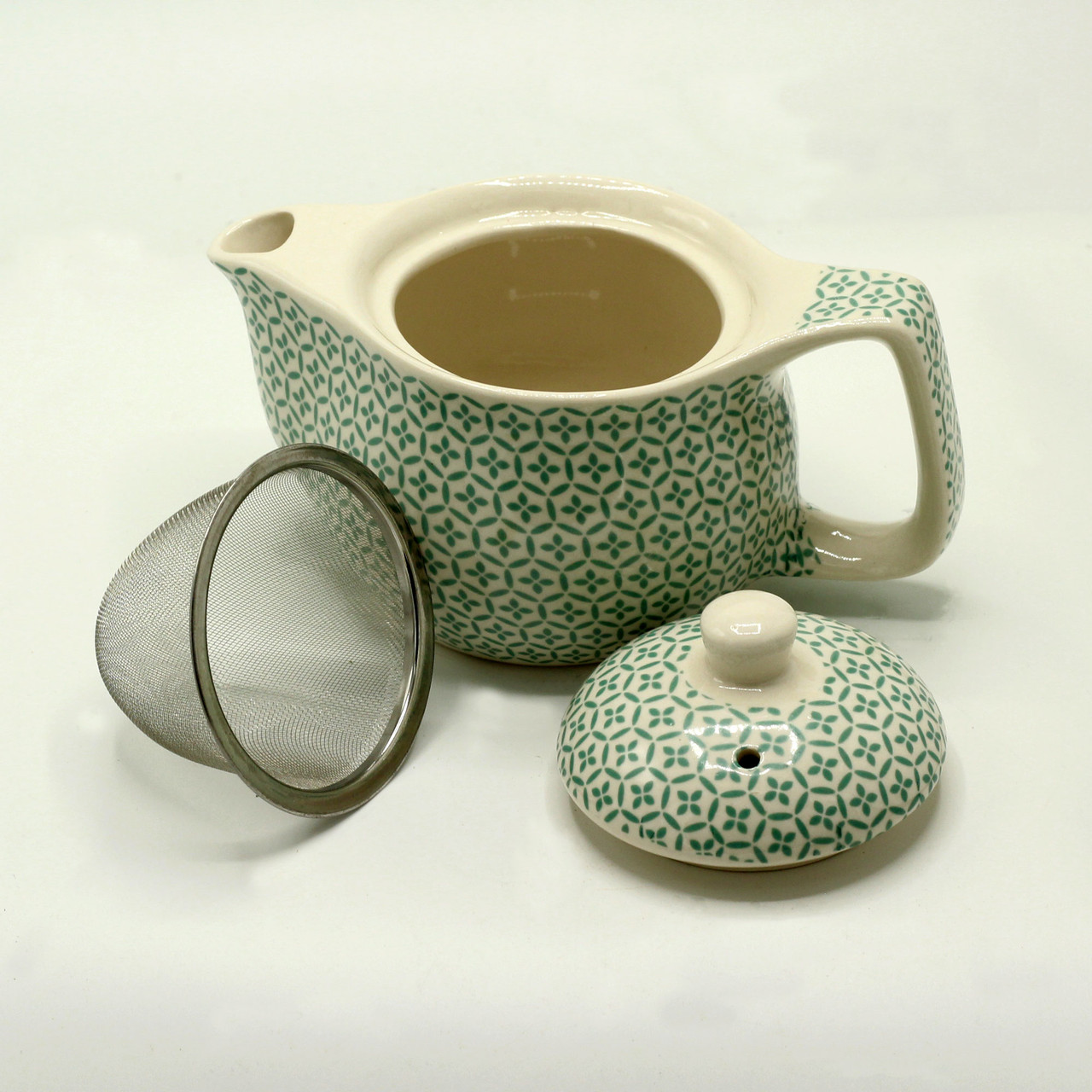 Small Teapot with a Green Mosaic Design