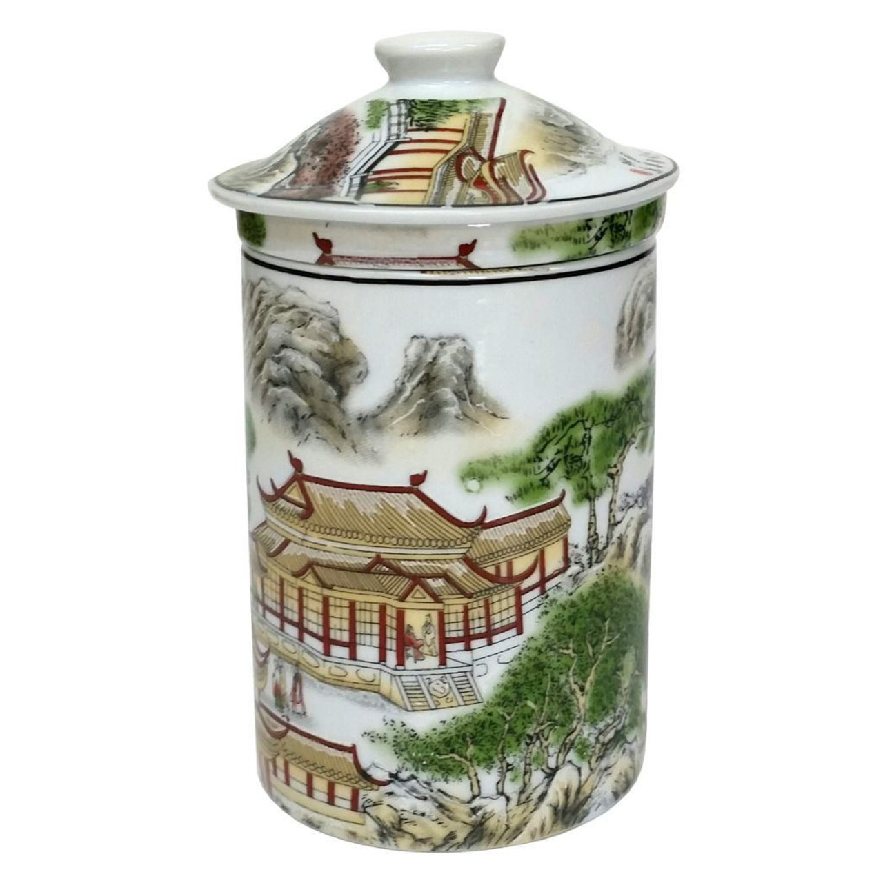 Porcelain Chinese Tea Mug with Infuser and Lid - Palaces Pattern - SECOND
