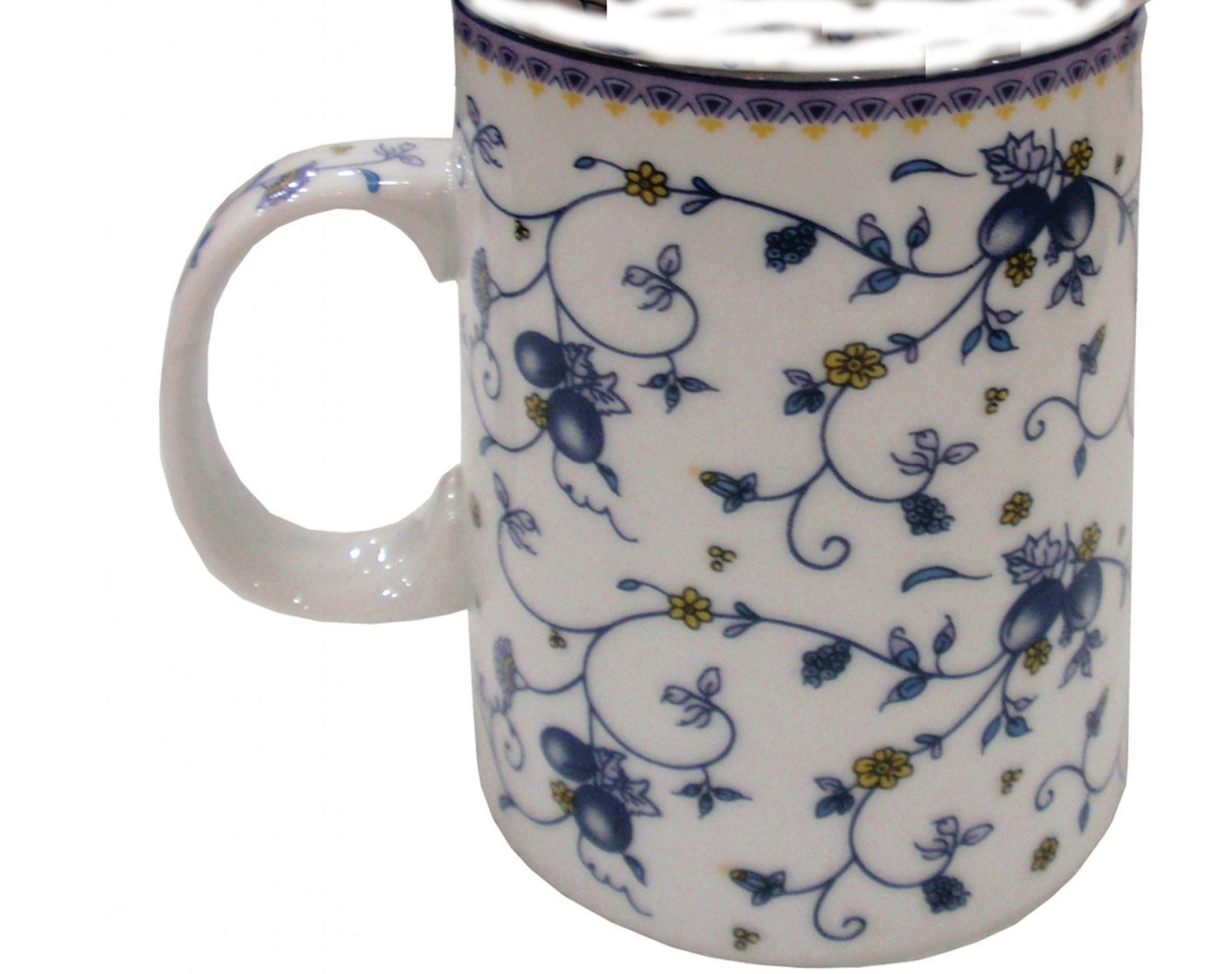 Porcelain Chinese Tea Mug - Fruit Vine Pattern - SECOND
