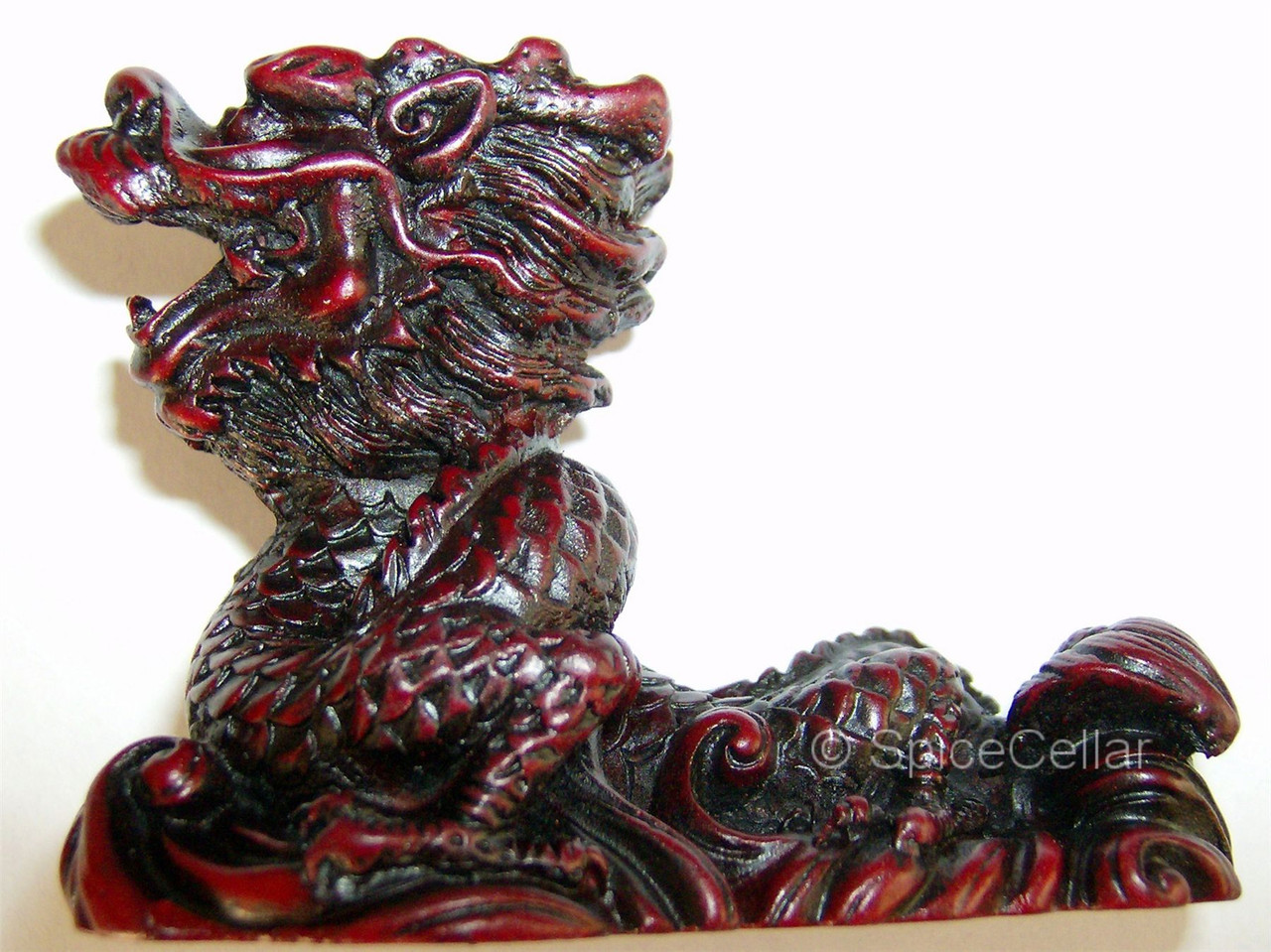 Chinese Dragon Statues - 7cm - Set of 8 - Red Resin - Feng Shui