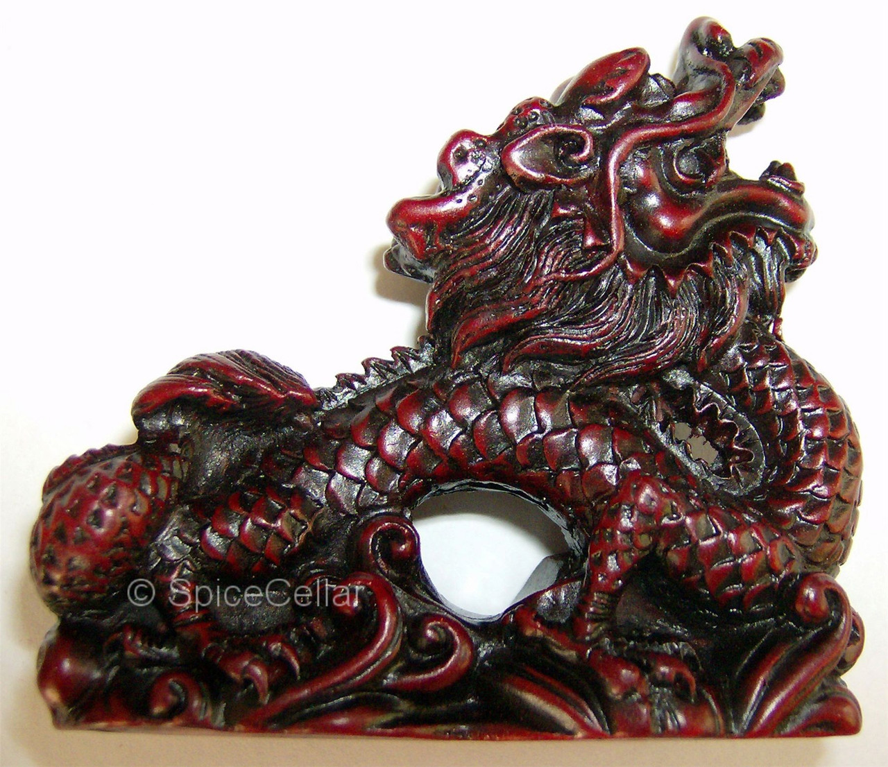 Chinese Dragon Statues - 7cm - Set of 8 - Red Resin - Feng Shui
