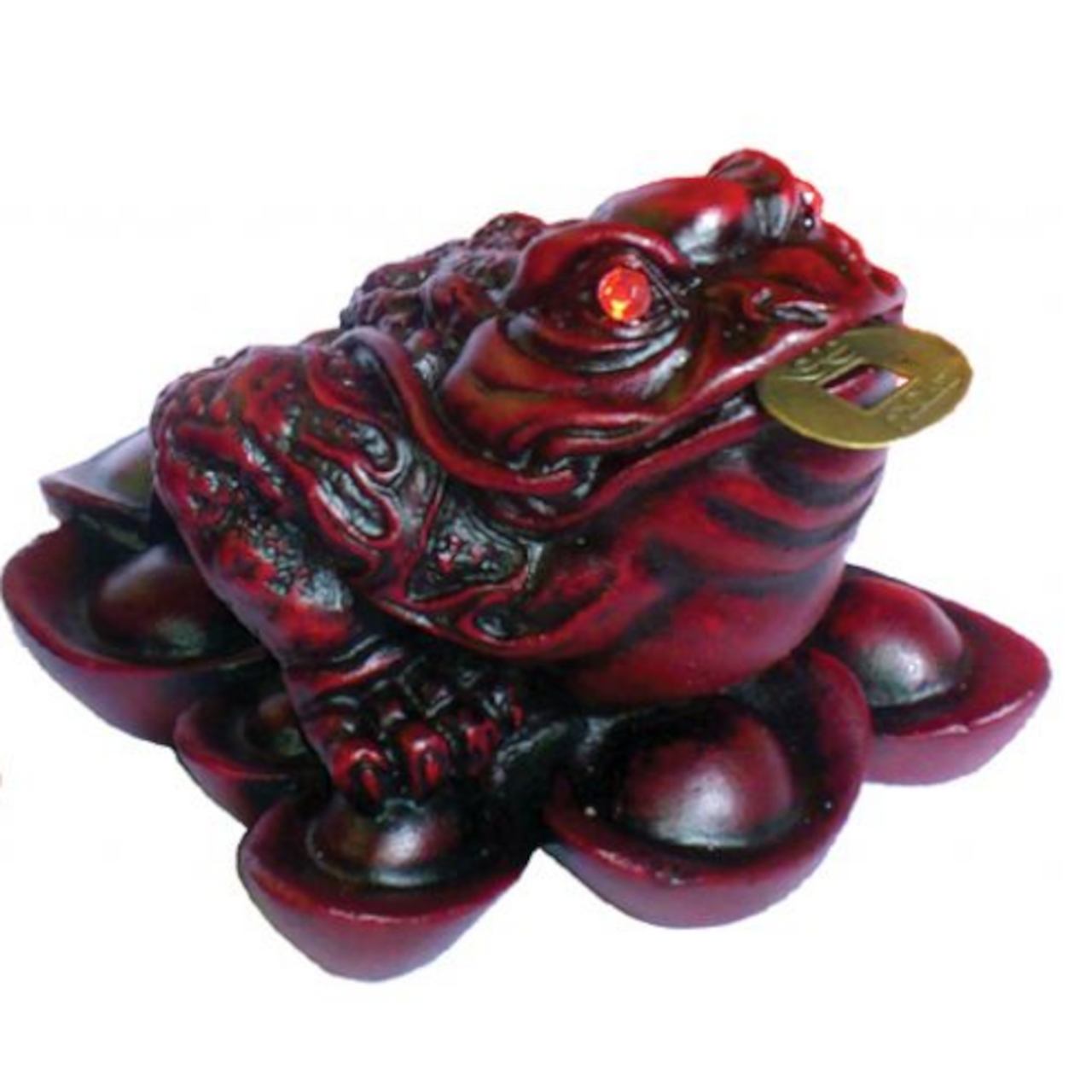 Three Legged Money Toad - Small 8cm - Red Resin - Feng Shui