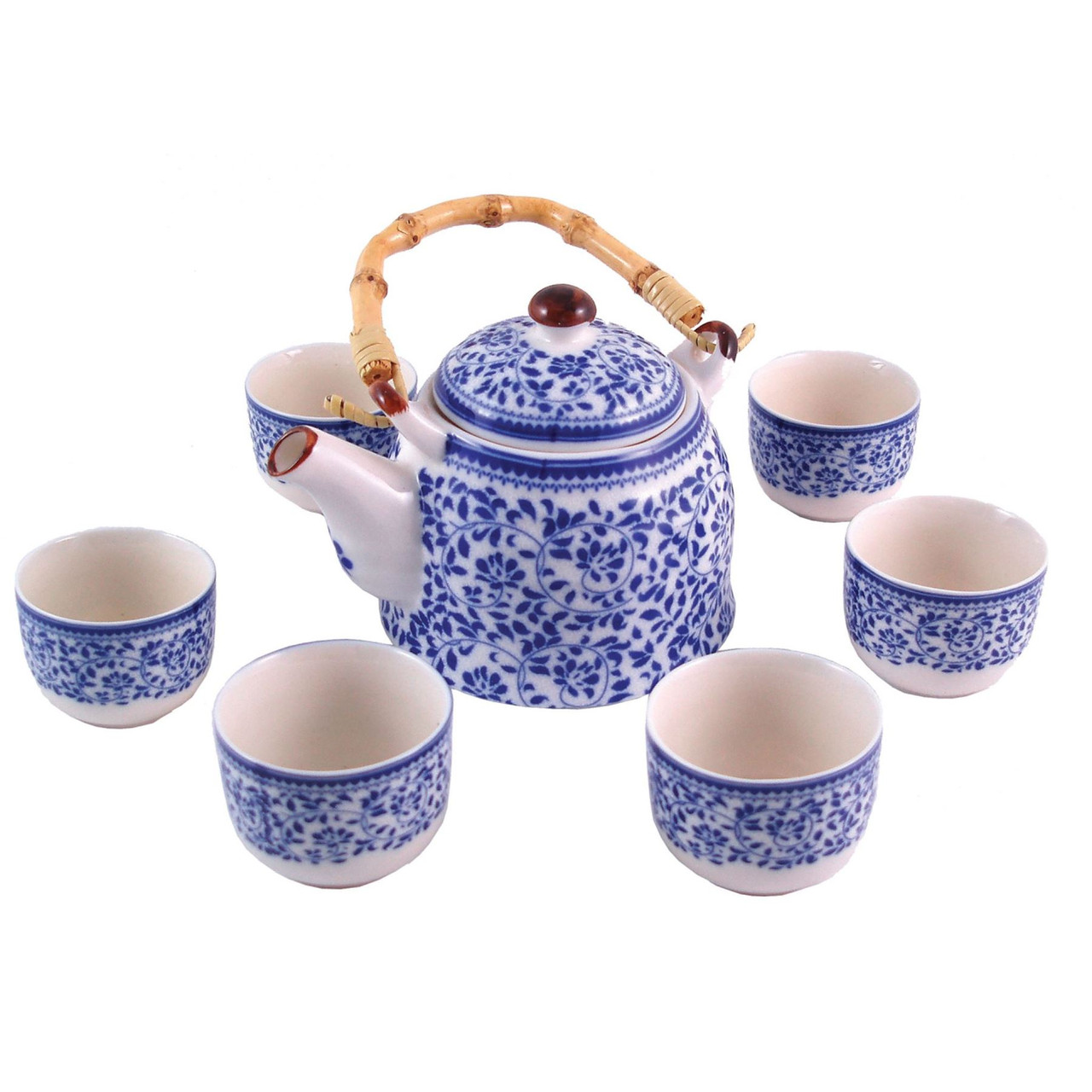 blue and white chinese tea cups