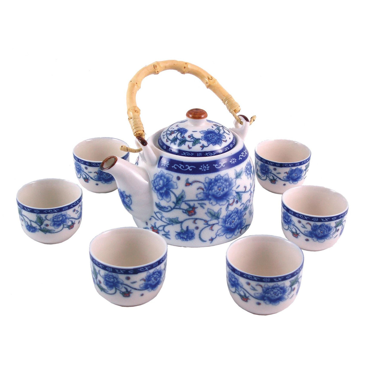 blue and white chinese tea cups