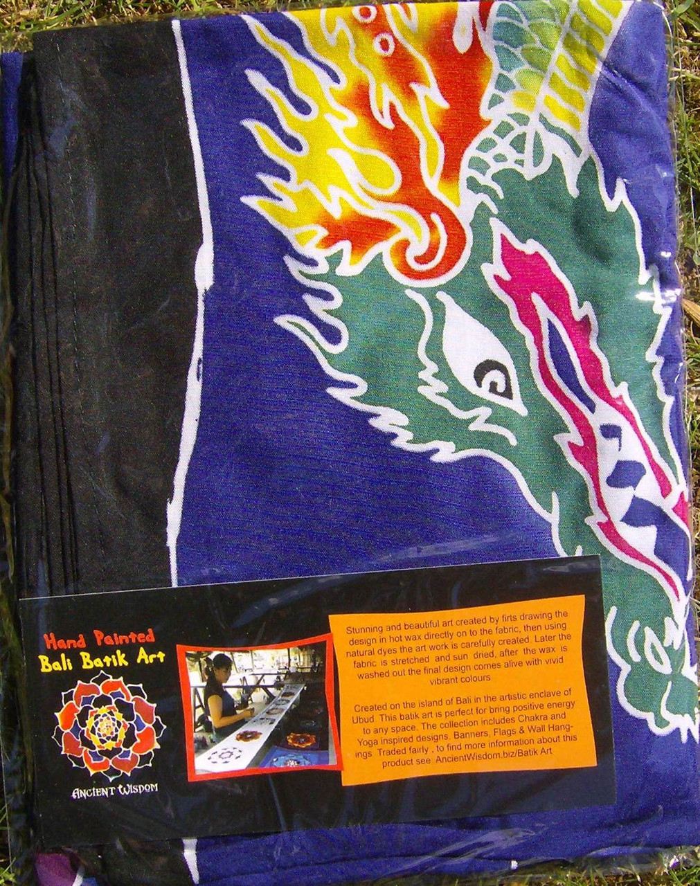 Dragon Pattern Chakra Drop Banner Batik Wall Hanging Large 