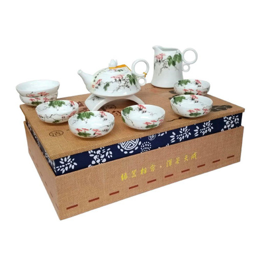 Chinese Hand Painted Bone China Luxury Tea Set - Morning Glory - Gift Boxed