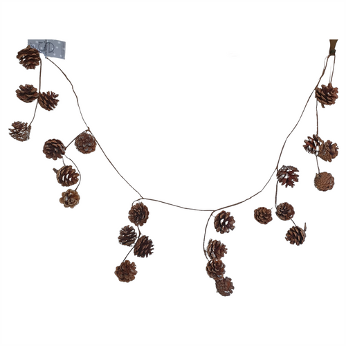 Natural Pine Cone with Silver Glitter Christmas Garland - 120cm