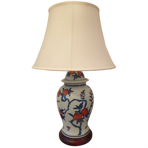 Pair of Chinese Ceramic Jar Lamps with Shades - Tao Zhi - 68cm