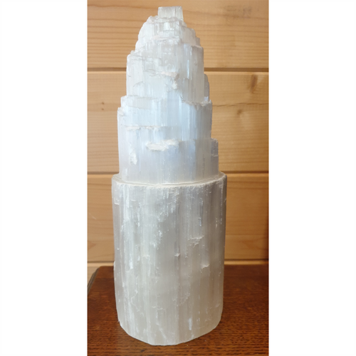 Natural Selenite Tower Lamp - 25 cm Tall - 240v - Complete with Bulb