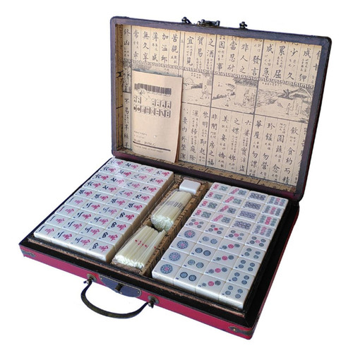Chinese Mahjong - Large Set - Leatherette Dragon and Phoenix Case
