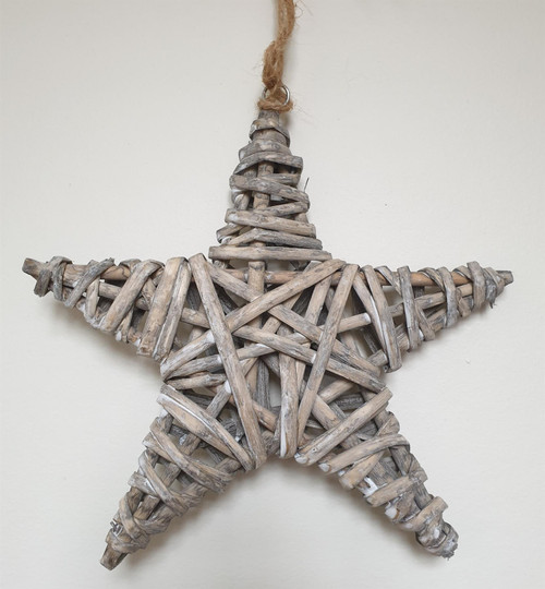Woven Willow Star - Rustic Christmas Decoration - 21 x 3cm