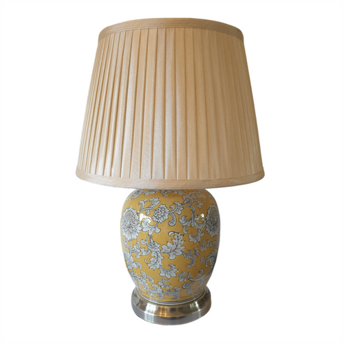 Chinese Melon Jar Table Lamp with Shade - Imperial Yellow - 51cm