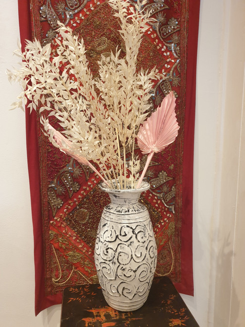 Balinese Terracotta Vase - Swirl Pattern - For Dried Flowers - 32cm