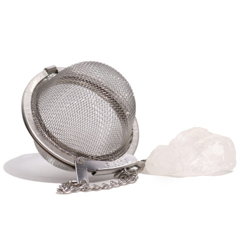 Tea Ball Infuser - 5cm - Stainless Steel with Chain and Rock Quartz for Balance