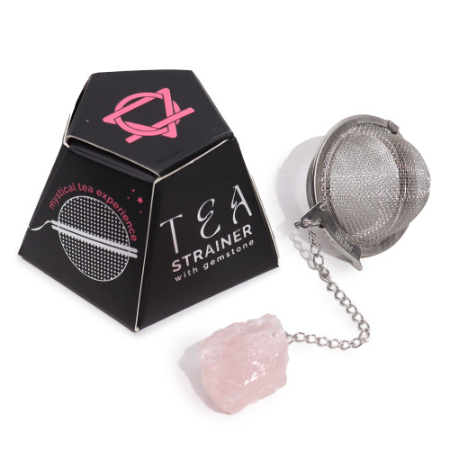 Tea Ball Infuser - 5cm - Stainless Steel with Chain and Rose Quartz for Love