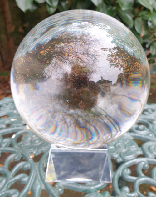 Crystal Ball - 130mm Diameter - Glass Stand - Fortune Telling - Healing