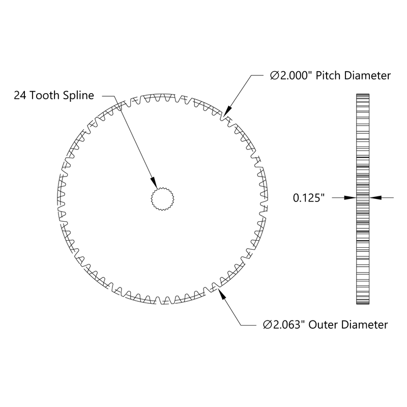 32P, 64 Tooth, 24T C1 Spline Servo Mount Gear (Acetyl) ServoCity
