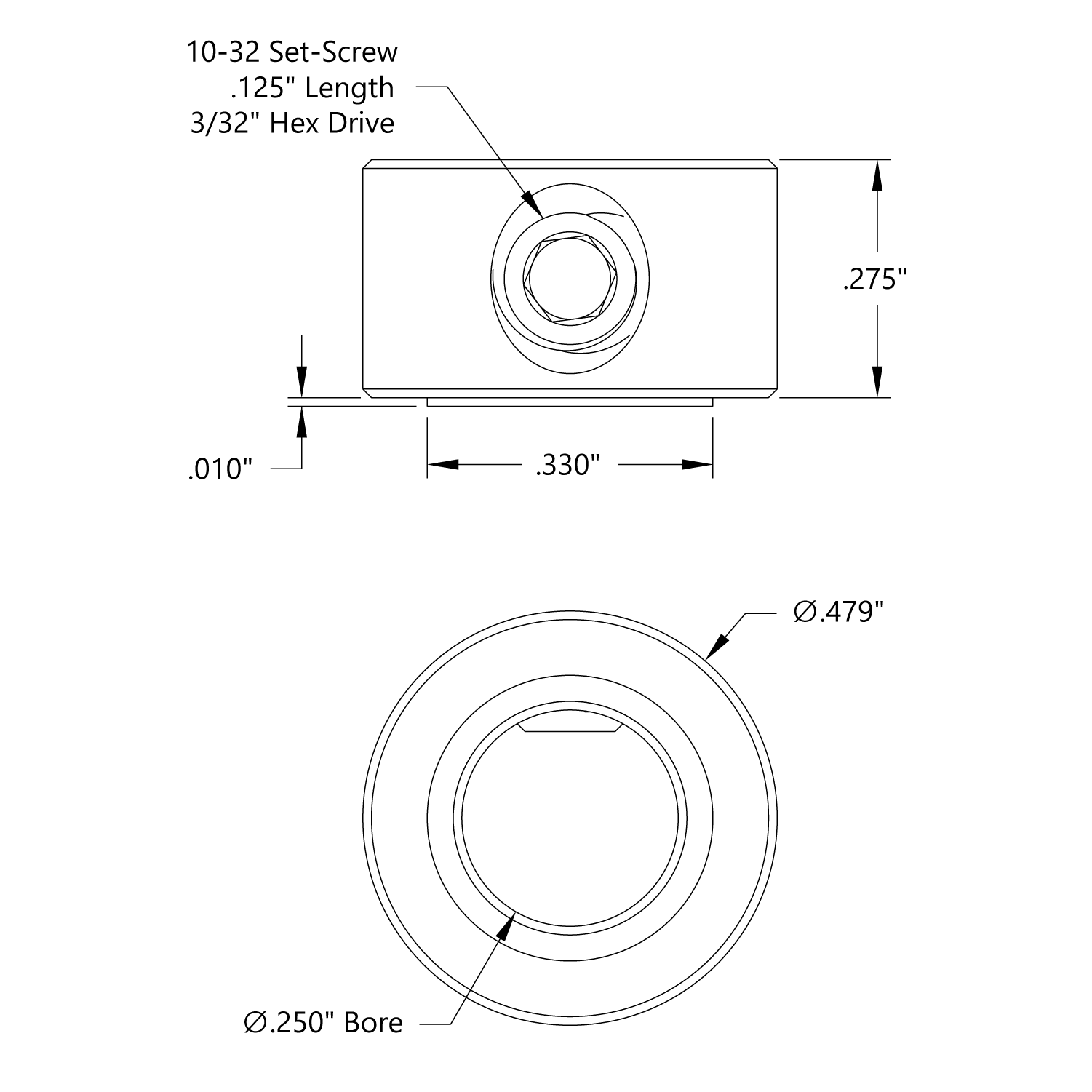 0.250" Bore Steel SetScrew Collar (2 Pack)