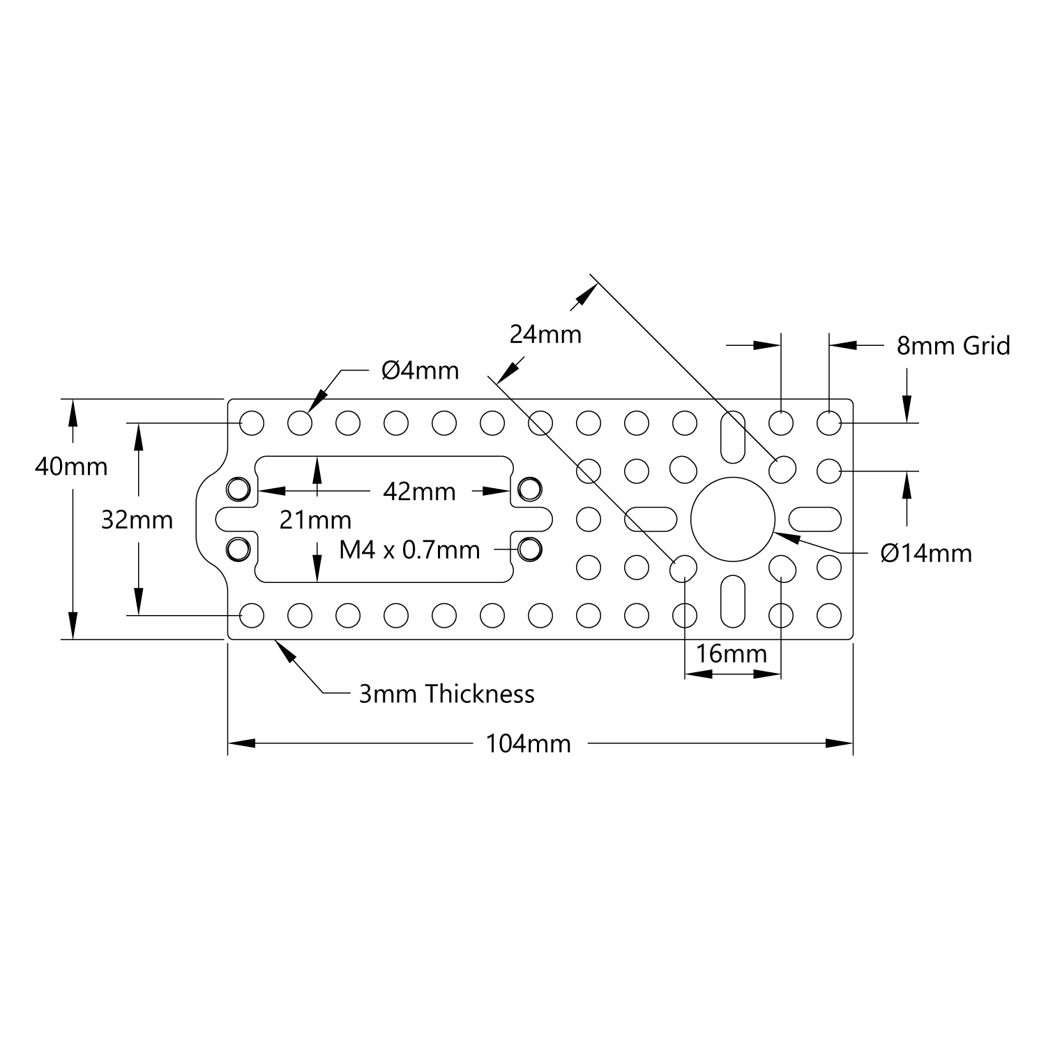 1800 Series Servo Pattern Plate (For Standard Size Servos) ServoCity