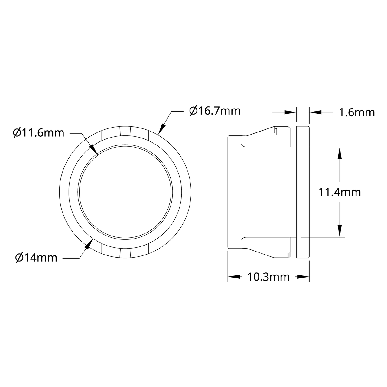 Bainbridge 1039-32 White 1-3/4 Plastic Cord Grommet