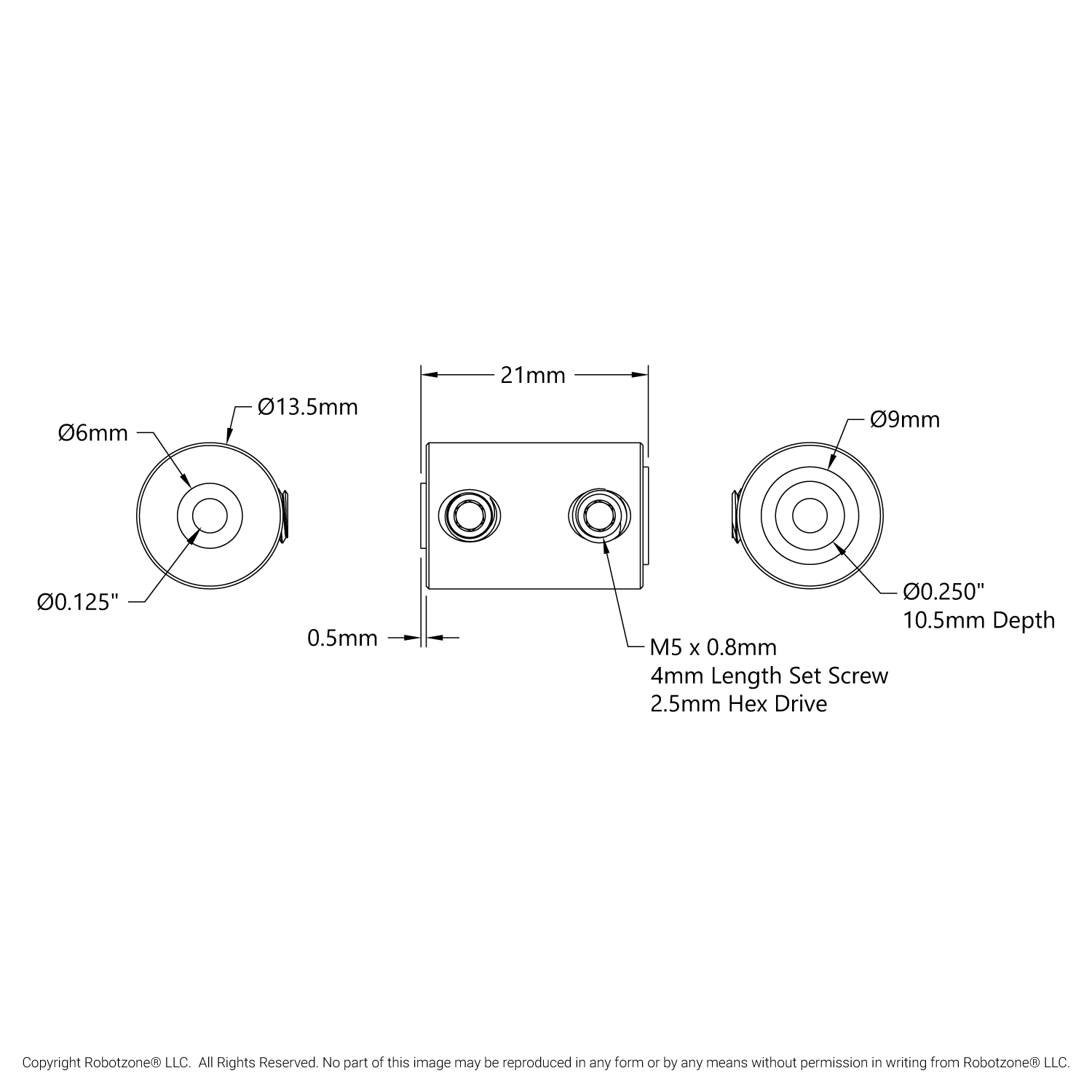 SetScrew Shaft Coupler (1/8" Round Bore to 1/4" Round Bore)
