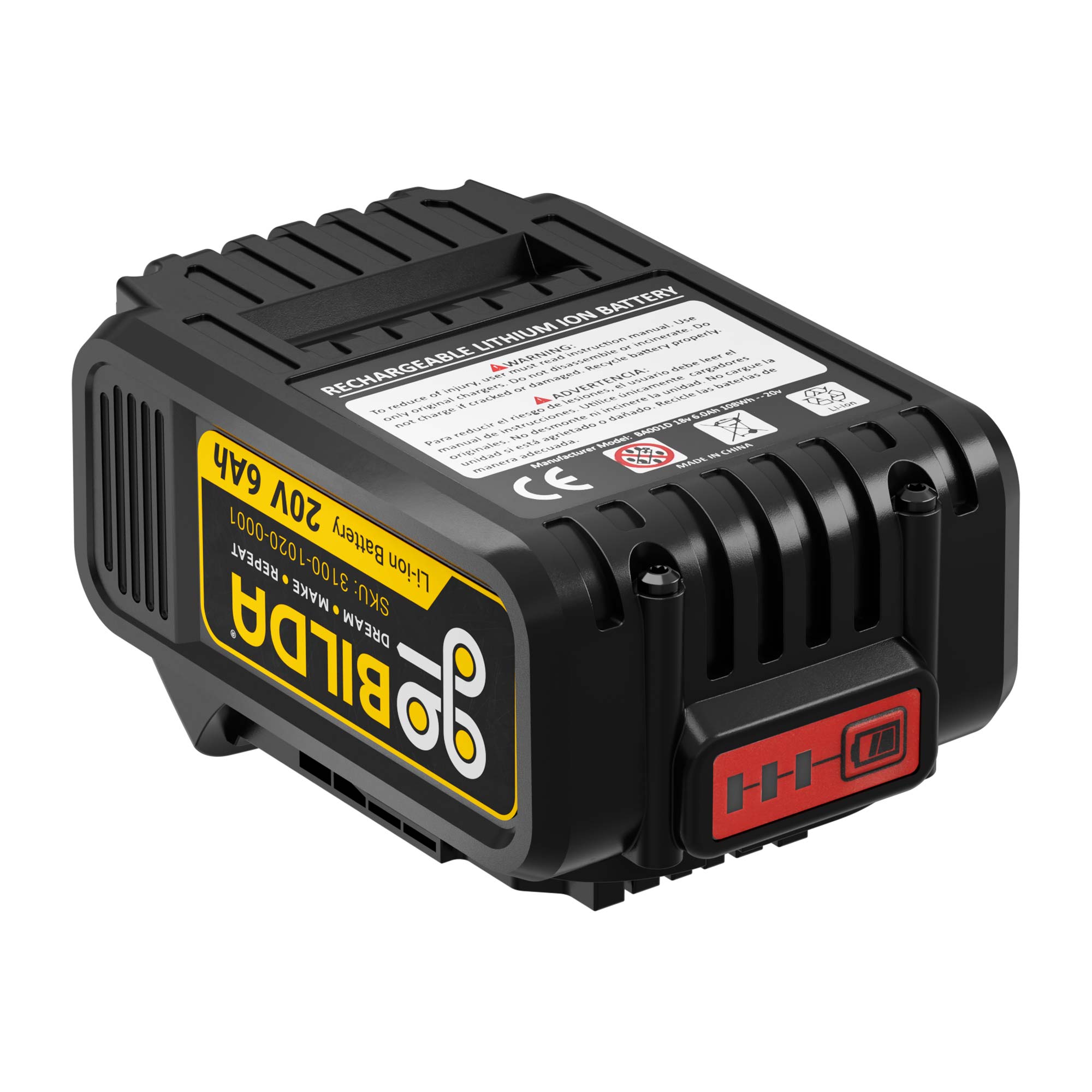 20V 6Ah Li ion Battery with LED Capacity Meter