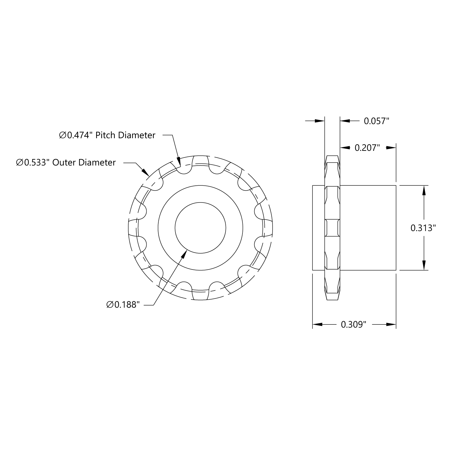 0.1227” Pitch Plastic Chain - ServoCity