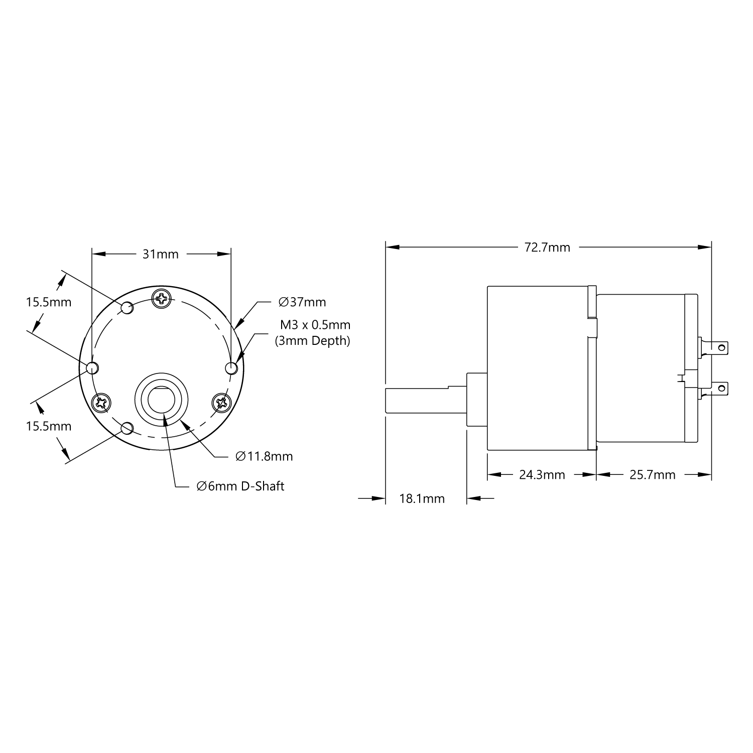 Gear motor DC 12V 3rpm, ref. 008073-12, Mootio Components