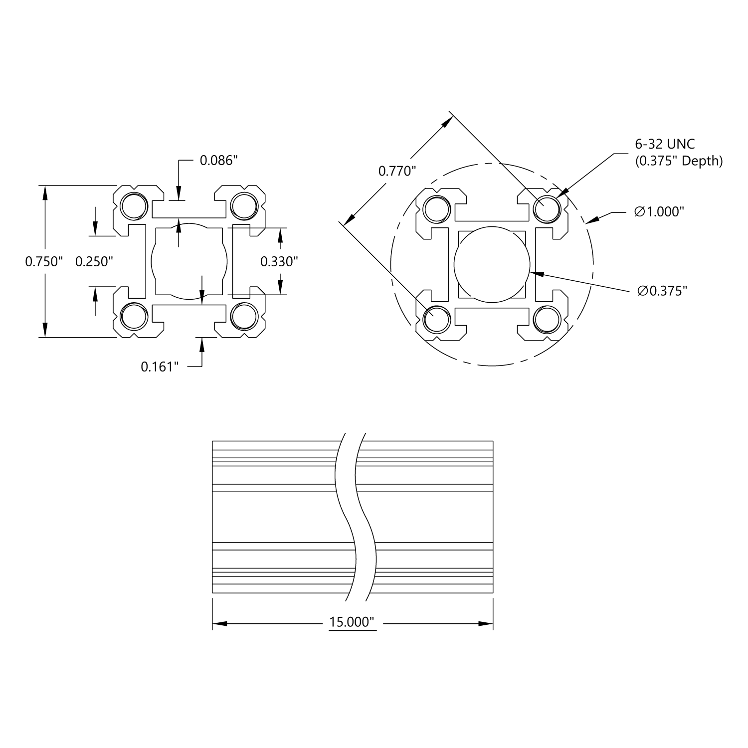 Tubo de aluminio 1/2 pulgada - Elige la longitud - DynamoElectronics