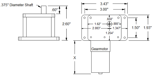 Worm Gearbox Schematics - WDG30P