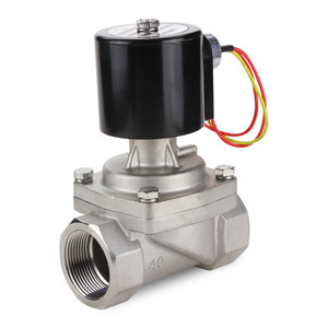 Atlantic Valves SRS-40 1-1/2 inch NPT stainless steel normally closed steam solenoid valve shown from the front.