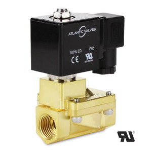 Compact UBP-15 1/2 inch NPT pilot operated solenoid valve by Atlantic Valves, featuring a UL-recognized coil and selectable voltage.