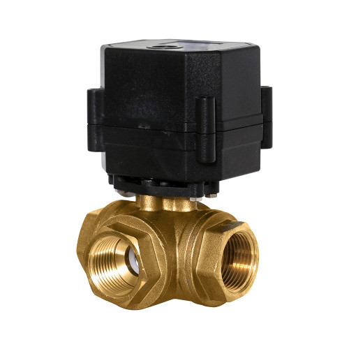 1/2" Brass 3 Way Electric Ball Valve - 3 Wire