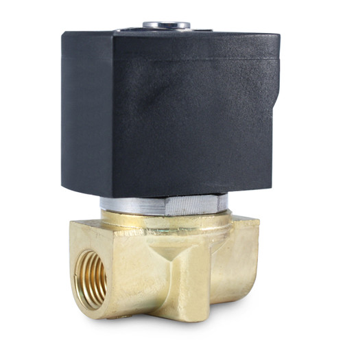 1/4 inch 24V DC water solenoid valve in brass, side view, for precise liquid management.