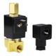 1/4'' 3-way electric solenoid valve in brass featuring DIN connection, suited for 110V AC circuits. 1/4'' 3-way electric solenoid valve in brass featuring DIN connection, suited for 110V AC circuits.