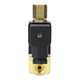 Detailed view of the brass inlet port of a 1/8 inch, 110V AC 3-way solenoid valve for efficient flow of media such as water, oxygen, and gas. Detailed view of the brass inlet port of a 1/8 inch, 110V AC 3-way solenoid valve for efficient flow of media such as water, oxygen, and gas.