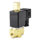 Main perspective of a 1/8 inch brass 3-way solenoid valve, demonstrating its compact and durable design. Main perspective of a 1/8 inch brass 3-way solenoid valve, demonstrating its compact and durable design.