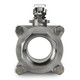 Open 3 piece manual ball valve front - lever turned back Open 3 piece manual ball valve front - lever turned back