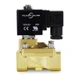 Industrial-grade 3/4 inch NPT brass solenoid valve, SKU UBP-20, featuring a Pilot Operated design and NBR seal for fluid handling.