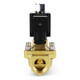Atlantic Valves UBP-20K 3/4 inch brass normally open solenoid valve with NPT ports and NBR seal shown from the front.