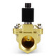Industrial-grade 1-1/2 inch NPT brass solenoid valve, SKU UBP-40K, normally open configuration for utility fluid handling.
